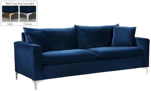 Meridian Furniture Naomi Collection Modern | Contemporary Navy Velvet - Image 4