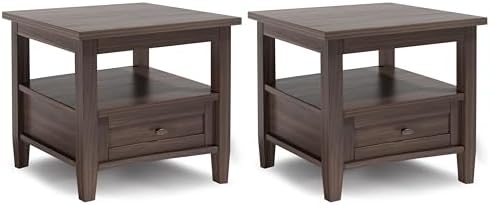 SIMPLIHOME Warm Shaker 20" End Tables in Warm Walnut Brown by SimpliHome