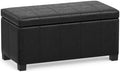 SIMPLIHOME Dover 36" Wide Vegan Leather Storage Ottoman in Distressed Black by SimpliHome