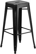 Flash Furniture 30 in Backless Metal Barstool, Distressed Black by FlashFurniture