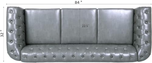 LEVNARY Chesterfield Sofa, Classic Tufted Upholstered Leather Couch, Modern 3 - Image 2