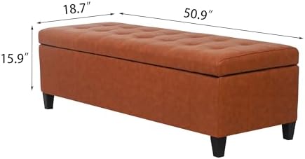 51 Inch Faux Leather Upholstered Ottoman - Image 2