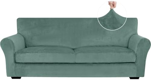 XINEAGE 3-Piece Velvet Sofa Cover, Couch Covers by XINEAGE