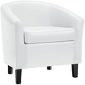 Yaheetech Accent Chairs, Faux Leather Barrel Armchairs White by Yaheetech