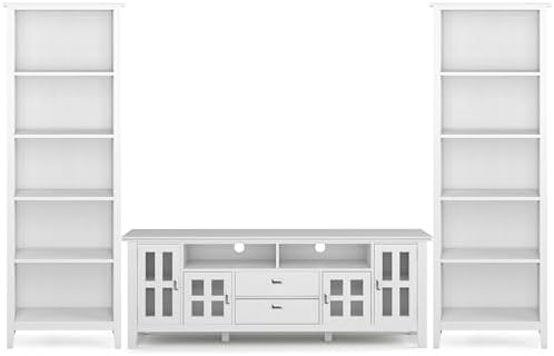 SIMPLIHOME Artisan TV Stand and Bookcase in White by SimpliHome