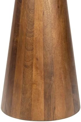 JONATHAN Y Kaito 18" Round White Marble End Table, Honey Wood - Image 6