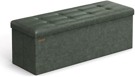 SONGMICS Storage Ottoman Bench, 43.3 Inches Folding Foot Rest Stool by SONGMICSbySONGMICSHOME