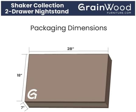 Grain Wood Furniture Shaker 2-Drawer Bedside Nightstand, Solid Wood - Image 6