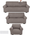 Peryiter 3 Pcs Couch and Loveseat Sofa Covers, Milk Silk by Peryiter