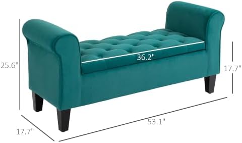 HOMCOM Button-Tufted Storage Ottoman Bench - Image 3