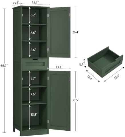 Iwell 66.9" Tall Bathroom Storage Cabinet - Image 3
