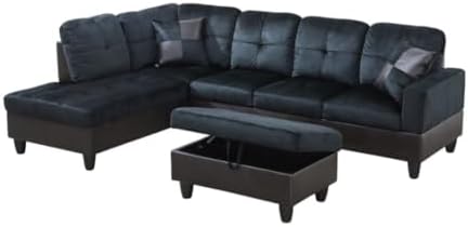 L-Shaped 3-Piece Lint and PVC Sofa by UOCFYK