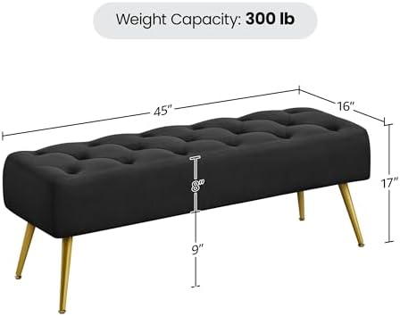 Yaheetech 45" Ottoman Bench for Bedroom, Upholstered Boucle Seat - Image 3