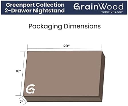 Grain Wood Furniture Greenport 2-Drawer Bedroom Nightstand, Solid Wood - Image 4