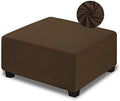 NeColorLife Ottoman Cover Square Velvet Ottoman Slipcover Thick Stretchable by NeColorLife