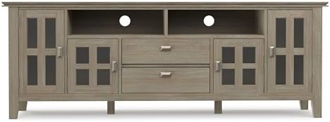SIMPLIHOME Artisan 72" Wide Solid Wood TV Stand in Distressed Grey - Image 6