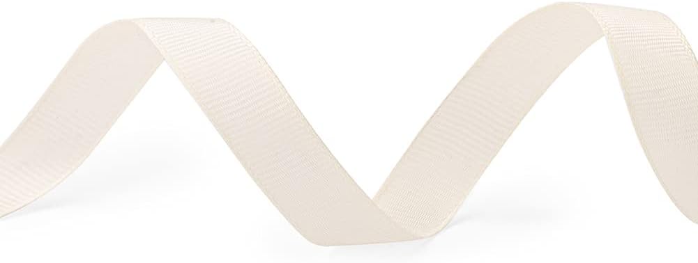 LIUYAXI 5/8" X 50 Yards Solid Ivory/Cream Grosgrain Ribbon, Perfect for Crafts, Wedding Decor, DIY Hair Accessories, Sewing, Gift Package Wrapping and More