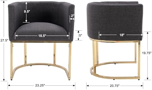 HNY Mid Century Modern Upholstered Barrel Dining Chairs - Image 2