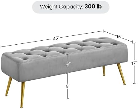 Yaheetech 45" Ottoman Bench for Bedroom, Upholstered Boucle Seat - Image 3