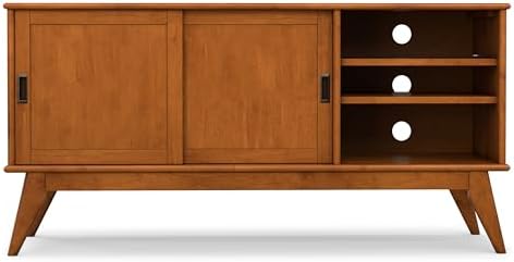 SIMPLIHOME Draper 60" Wide Solid Wood TV Stand in Teak Brown - Image 6