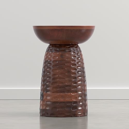 SIMPLIHOME Boyd 13" Wide Mango Wood Round Table in Warm Auburn Brown - Image 4