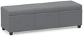 SIMPLIHOME Avalon 54" Wide Vegan Leather Storage Ottoman in Stone Grey by SimpliHome