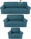 Peryiter 3 Pcs Couch and Loveseat Sofa Covers, Peacock Blue, Milk Silk by Peryiter