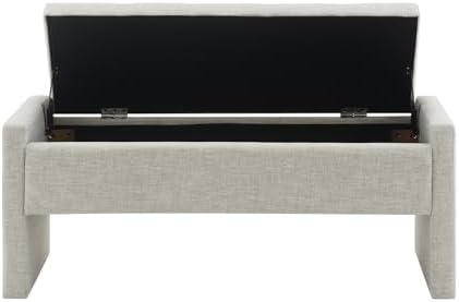 JEEOHEY Storage Ottoman Bench, Linen Tufted Large Shoe Entryway Benches - Image 7