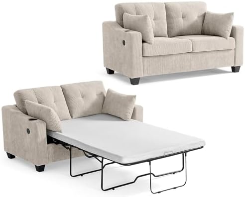 Full Size Pull Out Sleeper Sofa Bed, Pullout Loveseat Couch Bed by CHICHOUSE