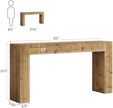 Tribesigns 63-Inch Solid Wood Console Sofa Table, Farmhouse Long Entryway Table - Image 2