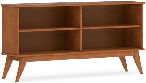 SIMPLIHOME Draper 30" Tall Solid Wood 4-Shelf Bookcase in Teak Brown by SimpliHome