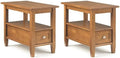 SIMPLIHOME Warm Shaker 14" Side Tables in Light Golden Brown by SimpliHome