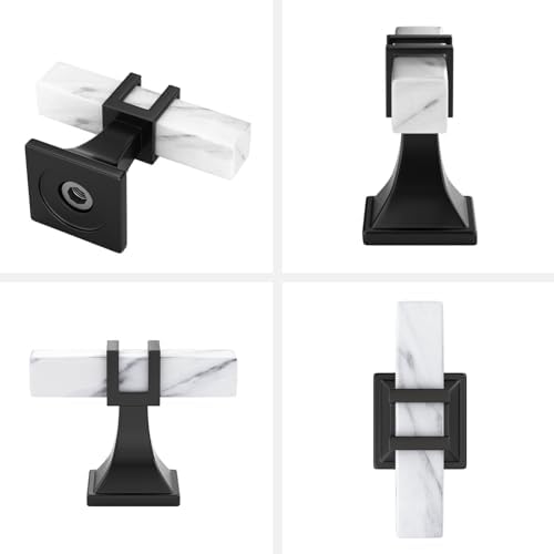 Haliwu 10 Pack Kitchen Cabinet Knobs Black and White Marble Grain Knobs - Image 4