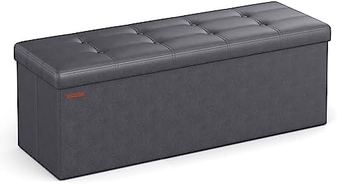 SONGMICS Storage Ottoman Bench, 43.3 Inches Folding Foot Rest Stool by SONGMICS