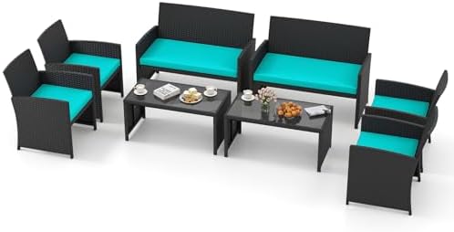 Tangkula 8 Pieces Patio Wicker Furniture Set, Outdoor Heavy Duty Rattan by TANGKULA