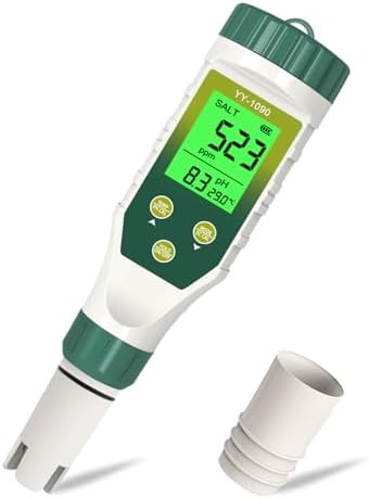 pH Meter for Water Hydroponics, 5-in-1 pH TDS EC Salt Tester for Water Nutrient by Yewhick