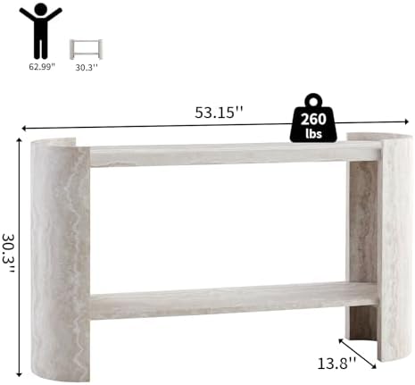 53" Faux Travertine Stone Console Table - Image 2