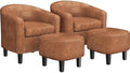 Yaheetech Accent Chairs with Ottoman Set of 2, Faux Leather by Yaheetech