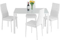 FDW | 5-Piece Dining Table Set | White | Glass Kitchen Table by FDW