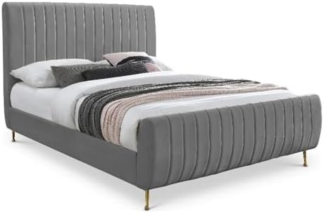 Meridian Furniture ZaraGrey-K Zara Collection Modern | Contemporary Velvet by Unknown