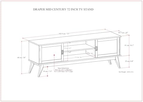 SIMPLIHOME Draper 72" Wide Solid Wood TV Stand in Teak Brown - Image 3