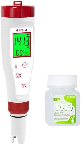 pH Meter for Hydroponic Water, Digital EC ppm Tester for Nutrients by GIDIGI