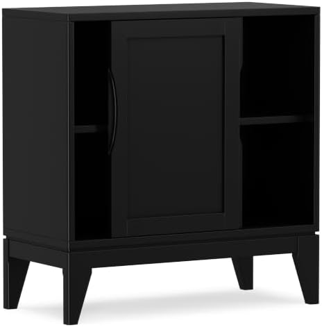 SIMPLIHOME Harper 30" Wide Solid Wood Storage Cabinet in Black - Image 5