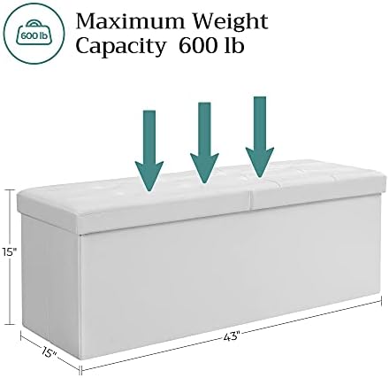 SONGMICS 43.3 Inches Folding Storage Ottoman Bench - Image 3