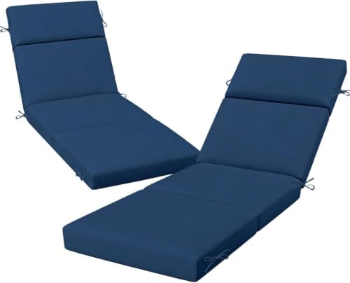 2 Pack Blue Outdoor Chaise Lounge Cushions by VOGVOG
