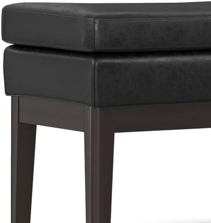 SIMPLIHOME Carlson 45" Wide Vegan Leather Rectangle Ottoman in Black - Image 6