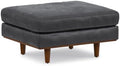 SIMPLIHOME Morrison 33" Wide Genuine Leather Rectangle Ottoman in Grey by SimpliHome