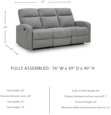 Signature Design by Ashley Manual Reclining Sofa Couch - Image 3