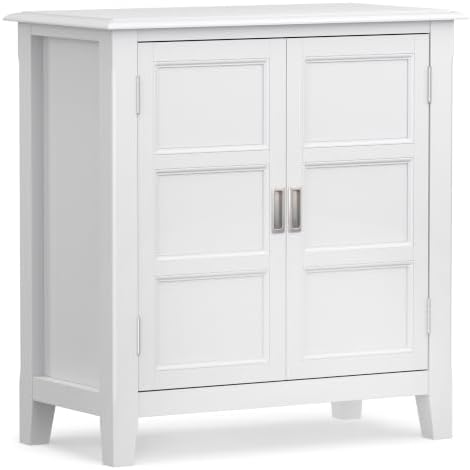 SIMPLIHOME Burlington 30" Wide Solid Wood Cabinet in White by SimpliHome