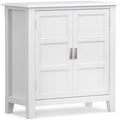 SIMPLIHOME Burlington 30" Wide Solid Wood Cabinet in White by SimpliHome
